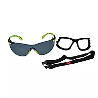 3M Solus 1000-Series S1202SGAF-KT Foam Strap, Green/Black, Grey Scotchgard Anti-Fog Lens, One Size (Pack of 1)