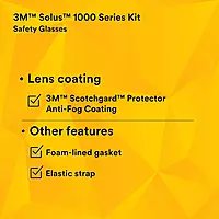 3M Solus 1000-Series S1202SGAF-KT Foam Strap, Green/Black, Grey Scotchgard Anti-Fog Lens, One Size (Pack of 1)