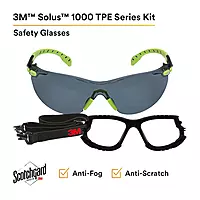3M Solus 1000-Series S1202SGAF-KT Foam Strap, Green/Black, Grey Scotchgard Anti-Fog Lens, One Size (Pack of 1)