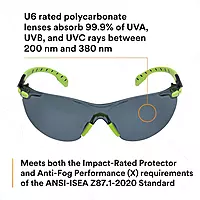 3M Solus 1000-Series S1202SGAF-KT Foam Strap, Green/Black, Grey Scotchgard Anti-Fog Lens, One Size (Pack of 1)