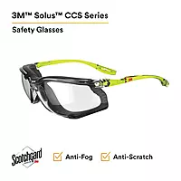 3M Safety Glasses, Solus CCS Series, Pack of 1, ANSI Z87, Scotchgard Anti-Fog Coating, Clear Lens