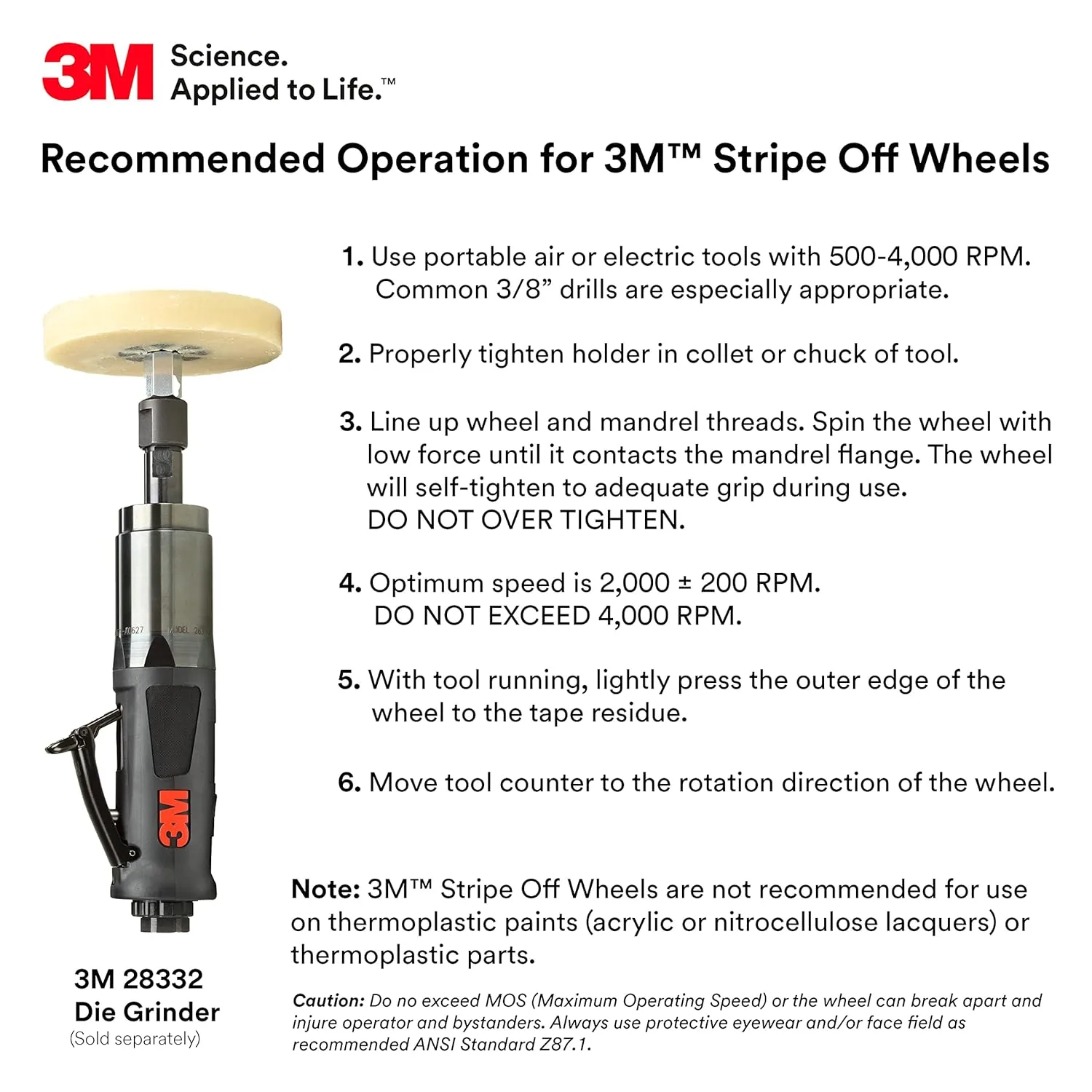 3M Stripe Off Wheel Adhesive Remover Eraser Wheel Removes Decals, Stripes, Vinyl