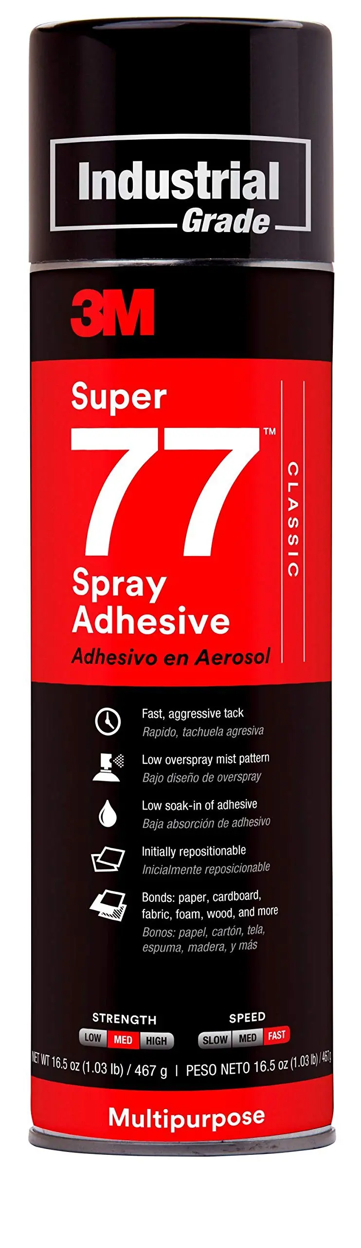 3M (77) Super 77(TM) Classic Spray Adhesive, Net Wt 16.5 oz, 12 per case