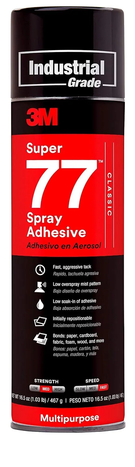 3M (77) Super 77(TM) Classic Spray Adhesive, Net Wt 16.5 oz, 12 per case