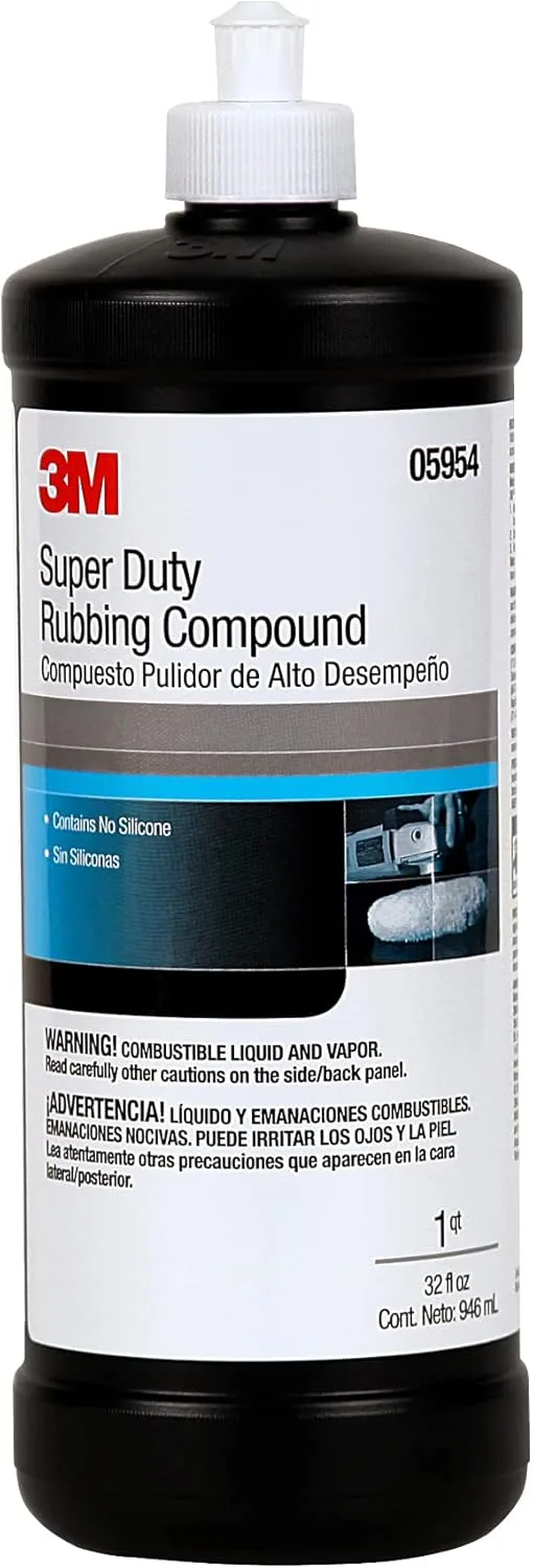3M Super Duty Rubbing Compound, 05954, 1 qt (32 fl oz/946 mL), Contains No Waxes or Silicones