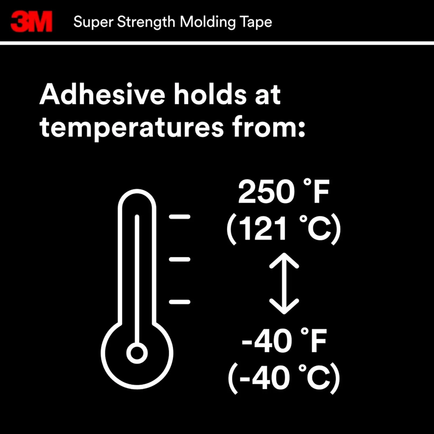 3M Super-Strength Molding Tape, 1/2 in x 15 ft, Double-Sided Adhesive (03614)