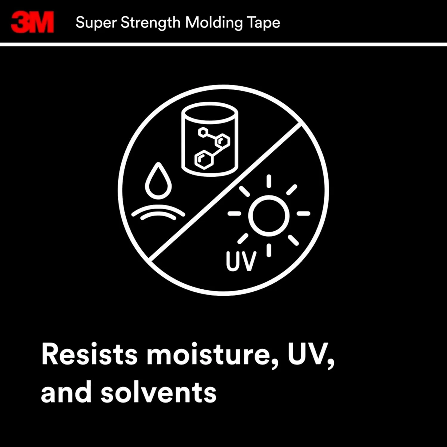 3M Super-Strength Molding Tape, 1/2 in x 15 ft, Double-Sided Adhesive (03614)