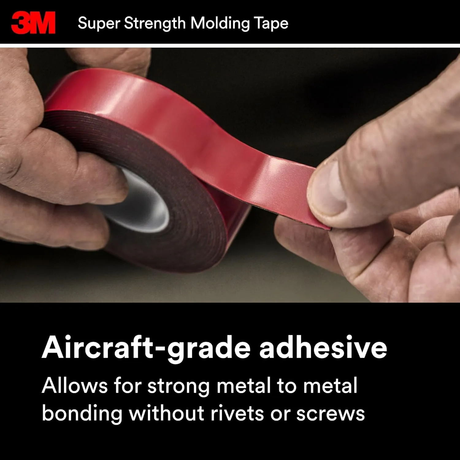 3M Super-Strength Molding Tape, 1/2 in x 15 ft, Double-Sided Adhesive (03614)