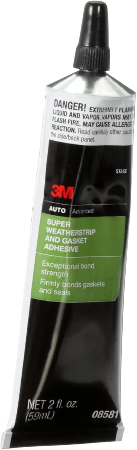3M Super Weatherstrip and Gasket Adhesive, 08581, Black, 2 fl oz Tube, 1 Per Pack