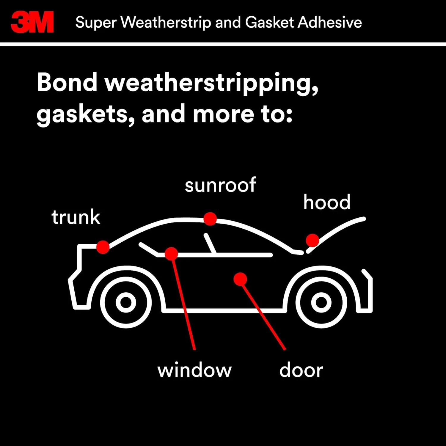 3M Super Weatherstrip and Gasket Adhesive, 08581, Black, 2 fl oz Tube, 1 Per Pack