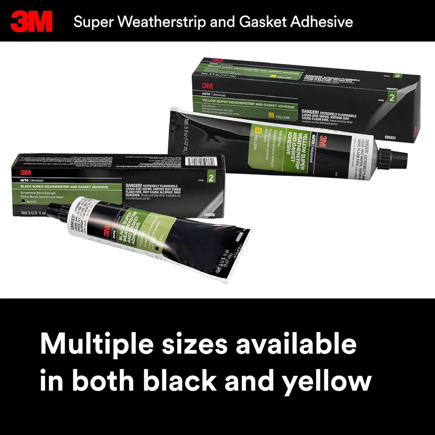 3M Super Weatherstrip and Gasket Adhesive, 08581, Black, 2 fl oz Tube, 1 Per Pack