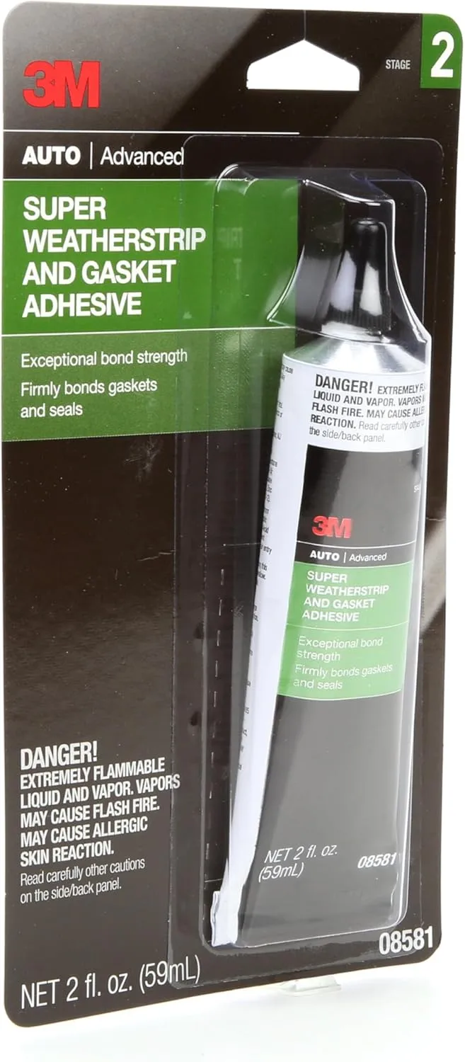 3M Super Weatherstrip and Gasket Adhesive, 08581, Black, 2 fl oz Tube, 1 Per Pack