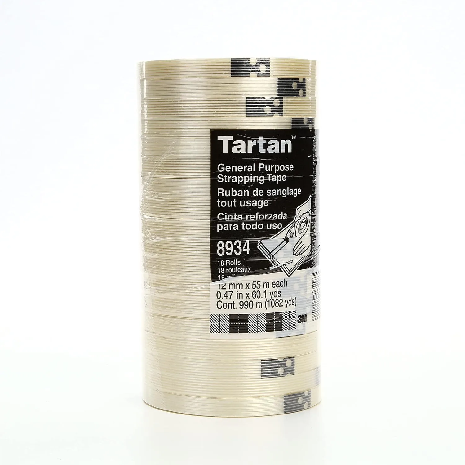 3MO TARTANO Tartan Filament Tape 8934, Clear, 4 mil