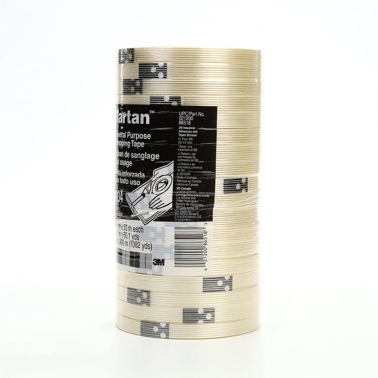 3MO TARTANO Tartan Filament Tape 8934, Clear, 4 mil