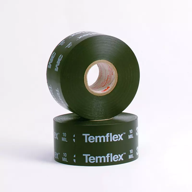 3M Temflex Vinyl General-Use Corrosion Protection Tape 1100, 2 in x 100 ft, Unprinted, Black, Protects Pipes