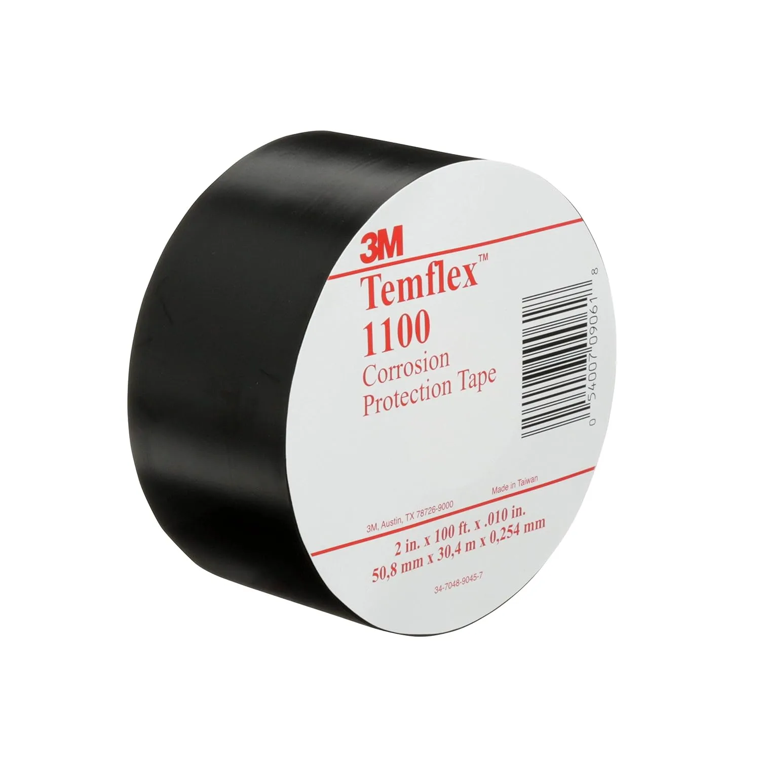 3M Temflex Vinyl General-Use Corrosion Protection Tape 1100, 2 in x 100 ft, Unprinted, Black, Protects Pipes