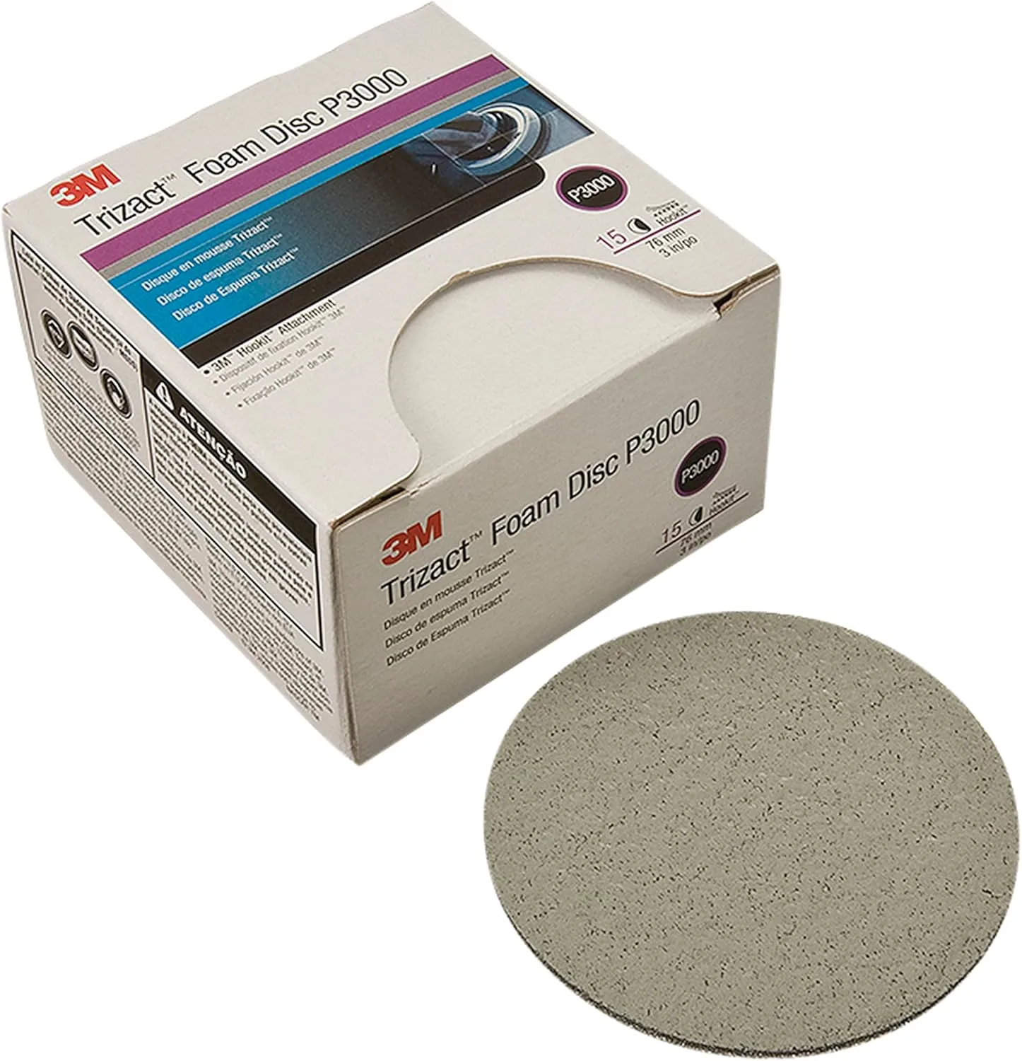 3M Trizact Hookit Foam Disc, 02096, 5 in, 3000, 15 discs per carton