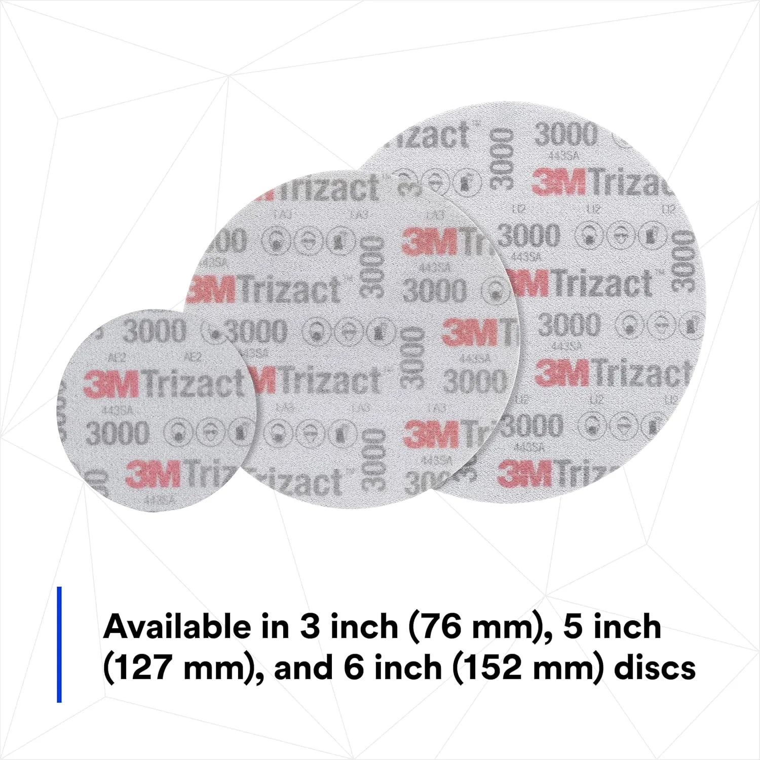 3M Trizact Hookit Foam Disc, 02085, 6 in, P3000, 15 discs per carton,Blue751