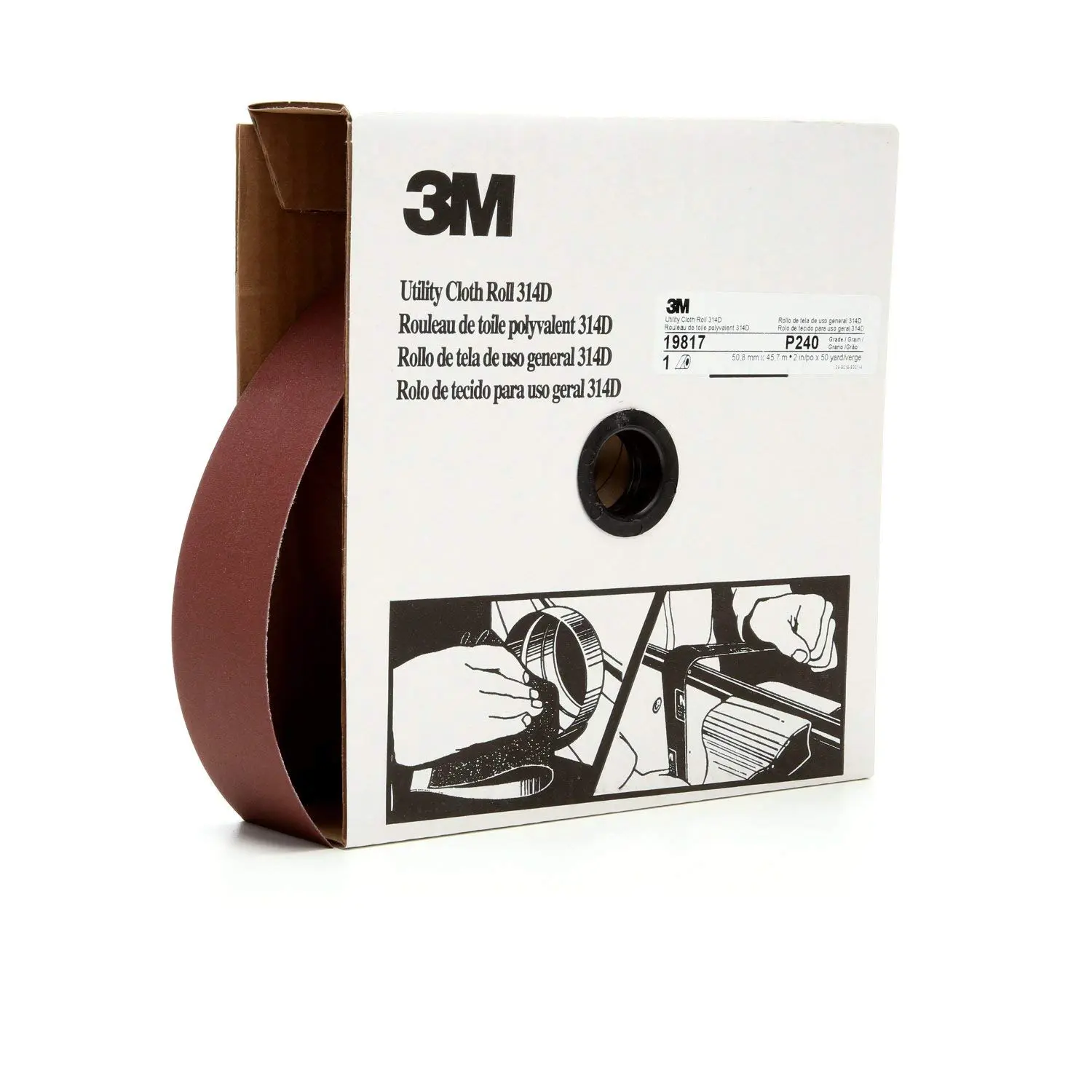 Cubitron II 3M Utility Cloth Roll 314D, 2 in x 50 yd P240 J-weight