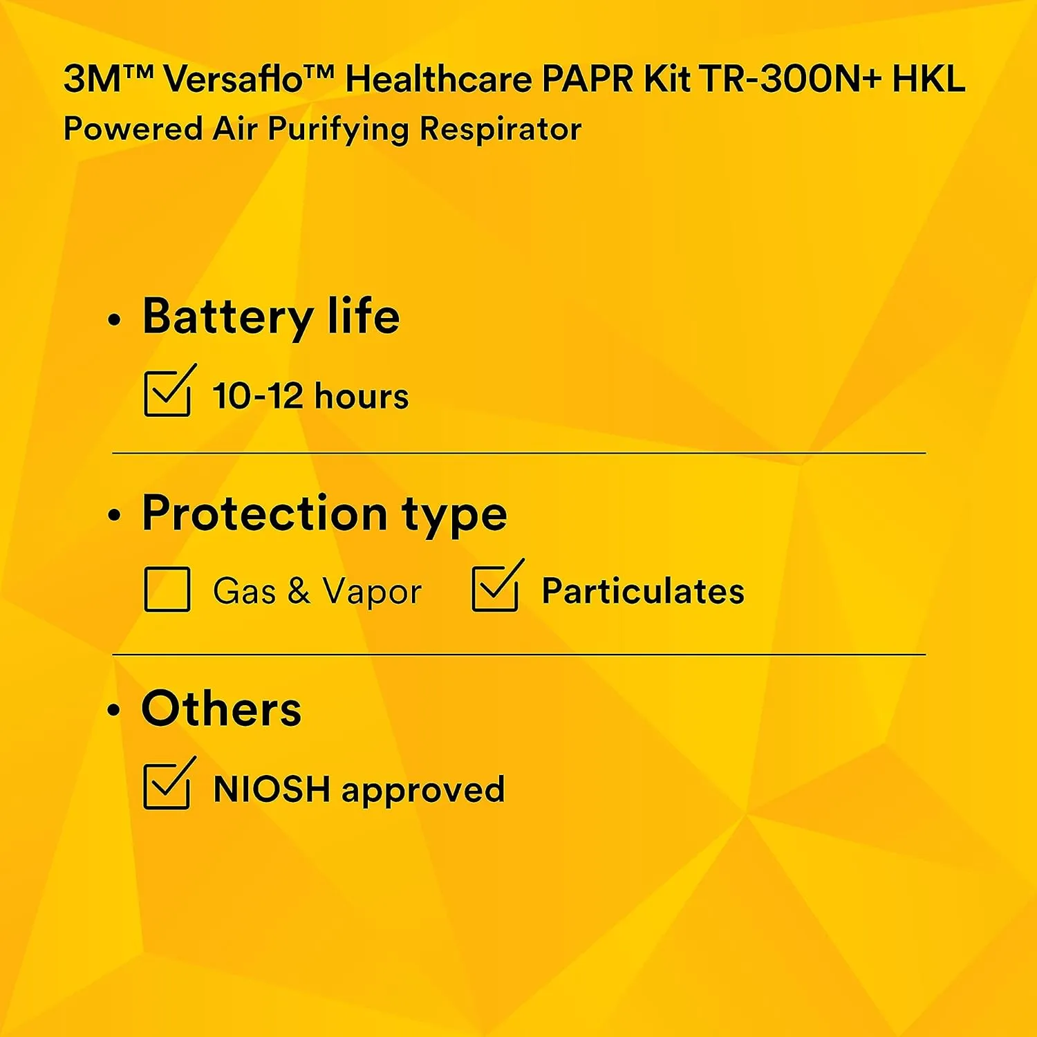 3M PAPR Respirator, Versaflo Powered Air Purifying Respirator Kit, TR-300N+ HKL, Healthcare, M/L Headcover, Lightweight