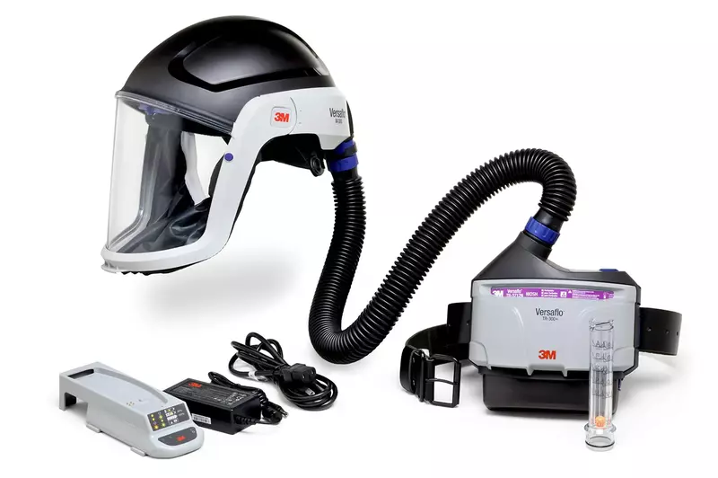 3M PAPR Respirator, Versaflo Powered Air Purifying Respirator Kit, TR-300N+ HIK, Heavy Industry, Hard Hat Assembly
