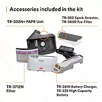 3M PAPR Respirator, Versaflo Powered Air Purifying Respirator Kit, TR-300N+ HIK, Heavy Industry, Hard Hat Assembly
