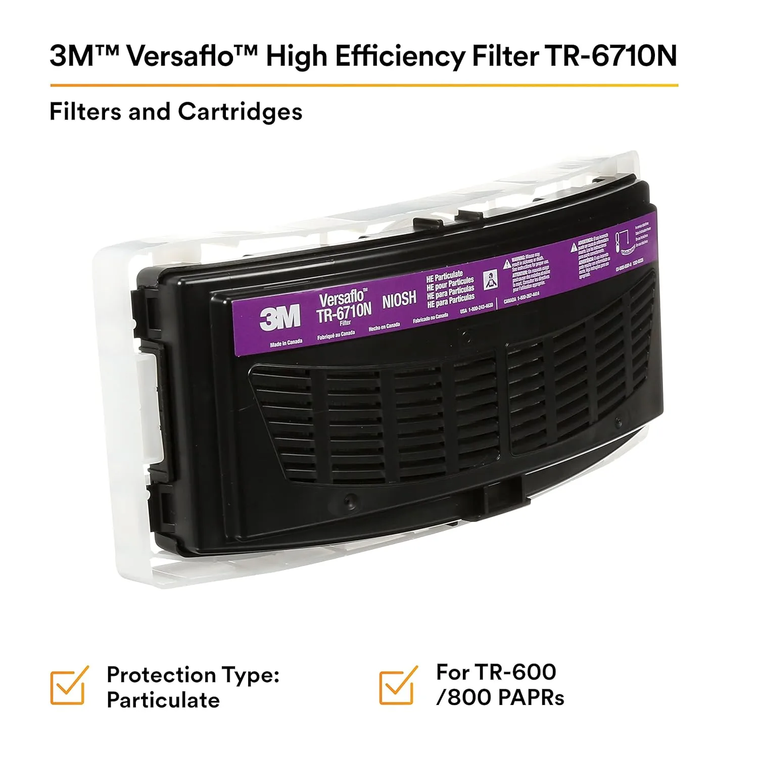 3M Versaflo High Efficiency Filter TR-6710N-5 / 37357(AAD), for TR-600 PAPR Pack of 5