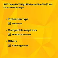 3M Versaflo High Efficiency Filter TR-6710N-5 / 37357(AAD), for TR-600 PAPR Pack of 5