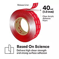 3M VHB Heavy Duty Mounting Tape 4910 Clear, 3/4 in x 15 yd 40.0 mil (Pack of 1)