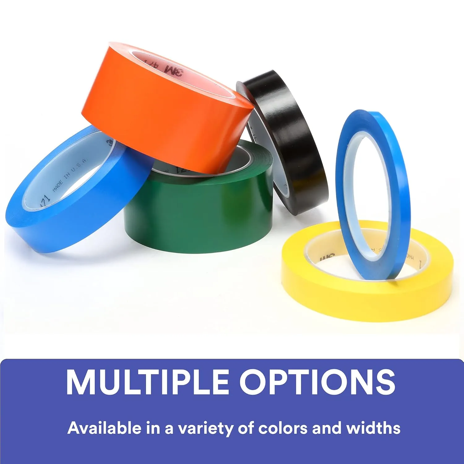 3M Vinyl Tape 471, 3/8 in x 36 yd, Black, 1 Roll, Black Floor Tape, Paint Alternative for Floor Marking, Social Distancing