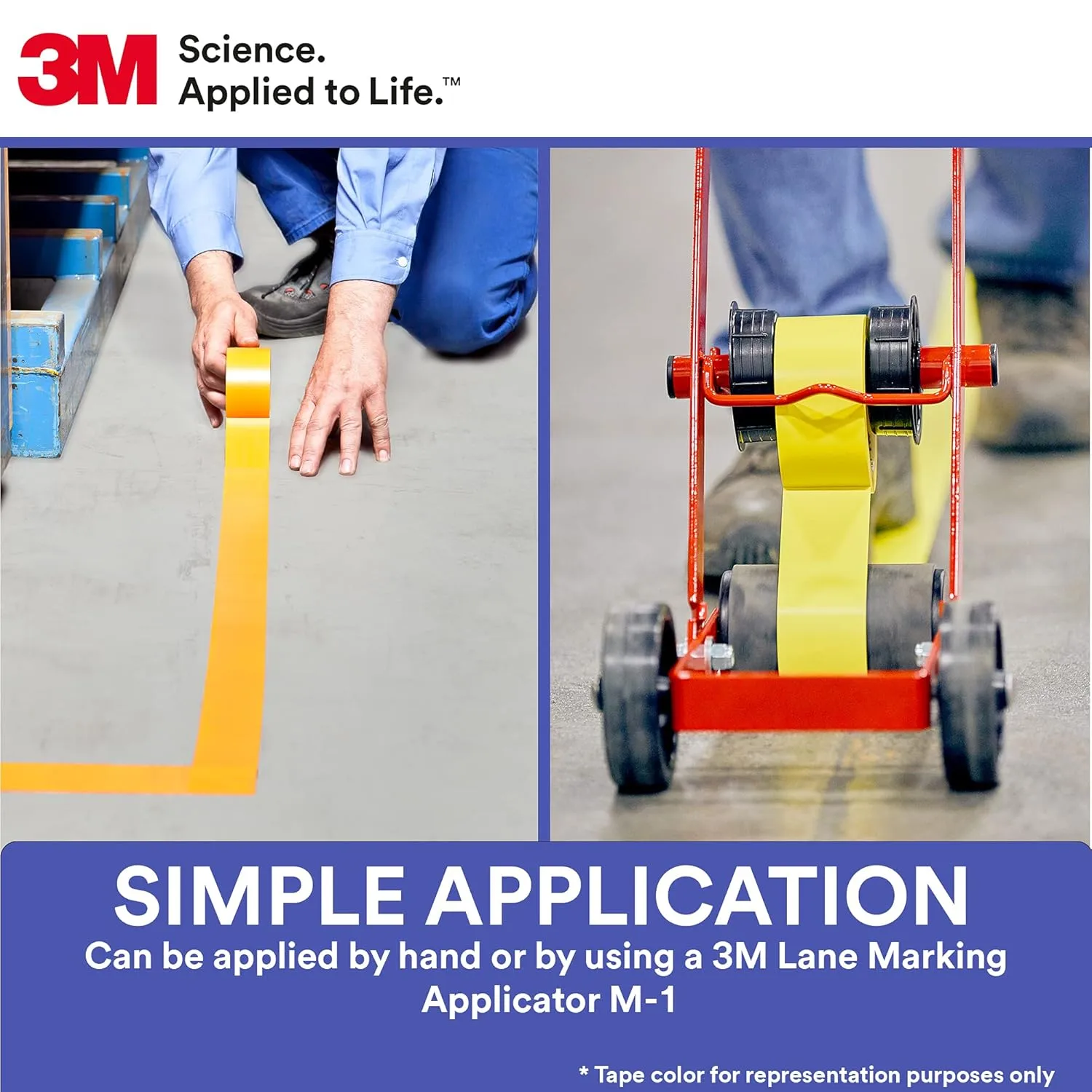 3M Vinyl Tape 471, 3/8 in x 36 yd, Black, 1 Roll, Black Floor Tape, Paint Alternative for Floor Marking, Social Distancing