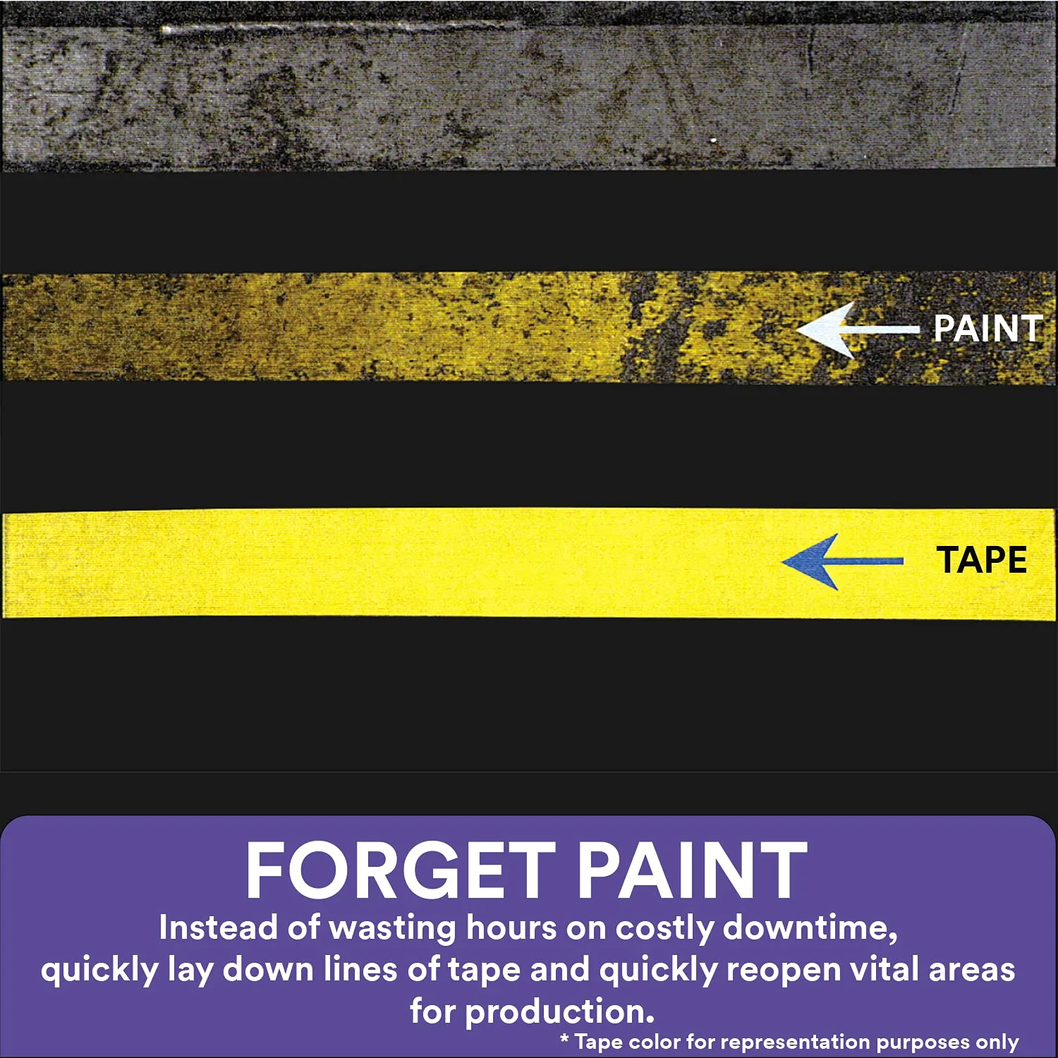 3M Vinyl Tape 471, 3/8 in x 36 yd, Black, 1 Roll, Black Floor Tape, Paint Alternative for Floor Marking, Social Distancing