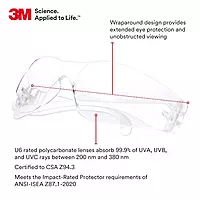 3M Safety Glasses, Virtua, 1 Pair, ANSI Z87, Clear Hard Coat Lens, Clear Frame, Economical Eyewear Protection, Lightweight