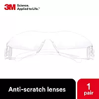 3M Safety Glasses, Virtua, 1 Pair, ANSI Z87, Clear Hard Coat Lens, Clear Frame, Economical Eyewear Protection, Lightweight