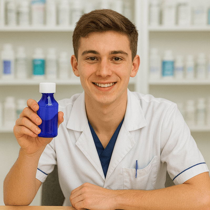 3oz Graduated Oval RX Bottles with Caps 200 count- Blue