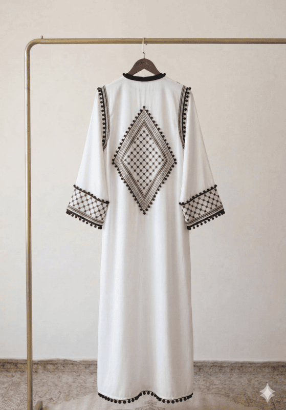 Palestine Print Abaya Linen