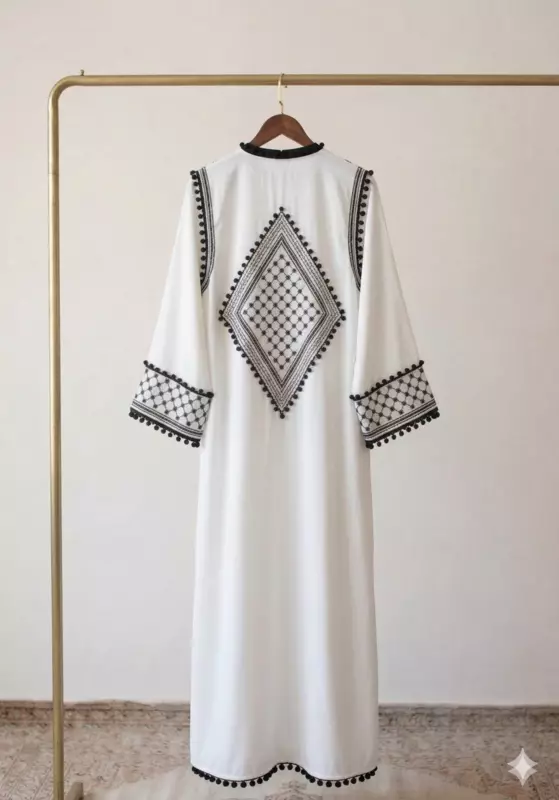 Palestine Print Abaya Linen