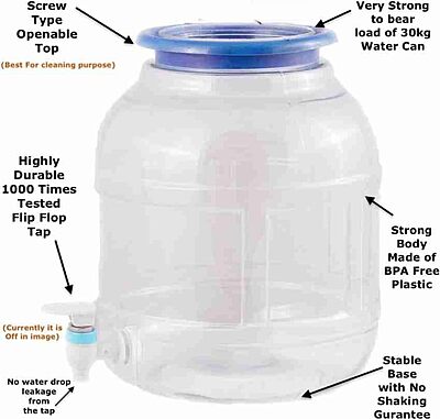 Amazkart Plastic Water Dispenser Jar with Tap
