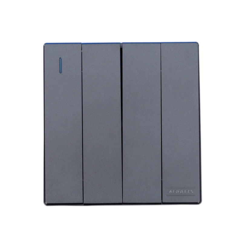 4 Gang 2 Way Push Button Wall Switch - Grey