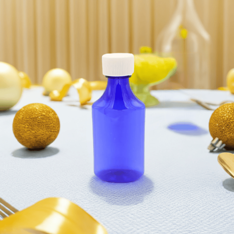 4oz Graduated Oval RX Bottles with Caps 200 count- Blue