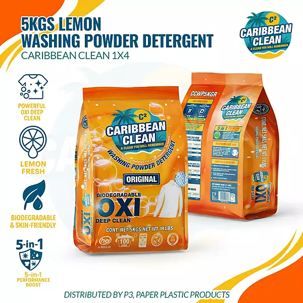 Washing Powder Detergent Lemon Caribbean Clean 5kgs. 4/1