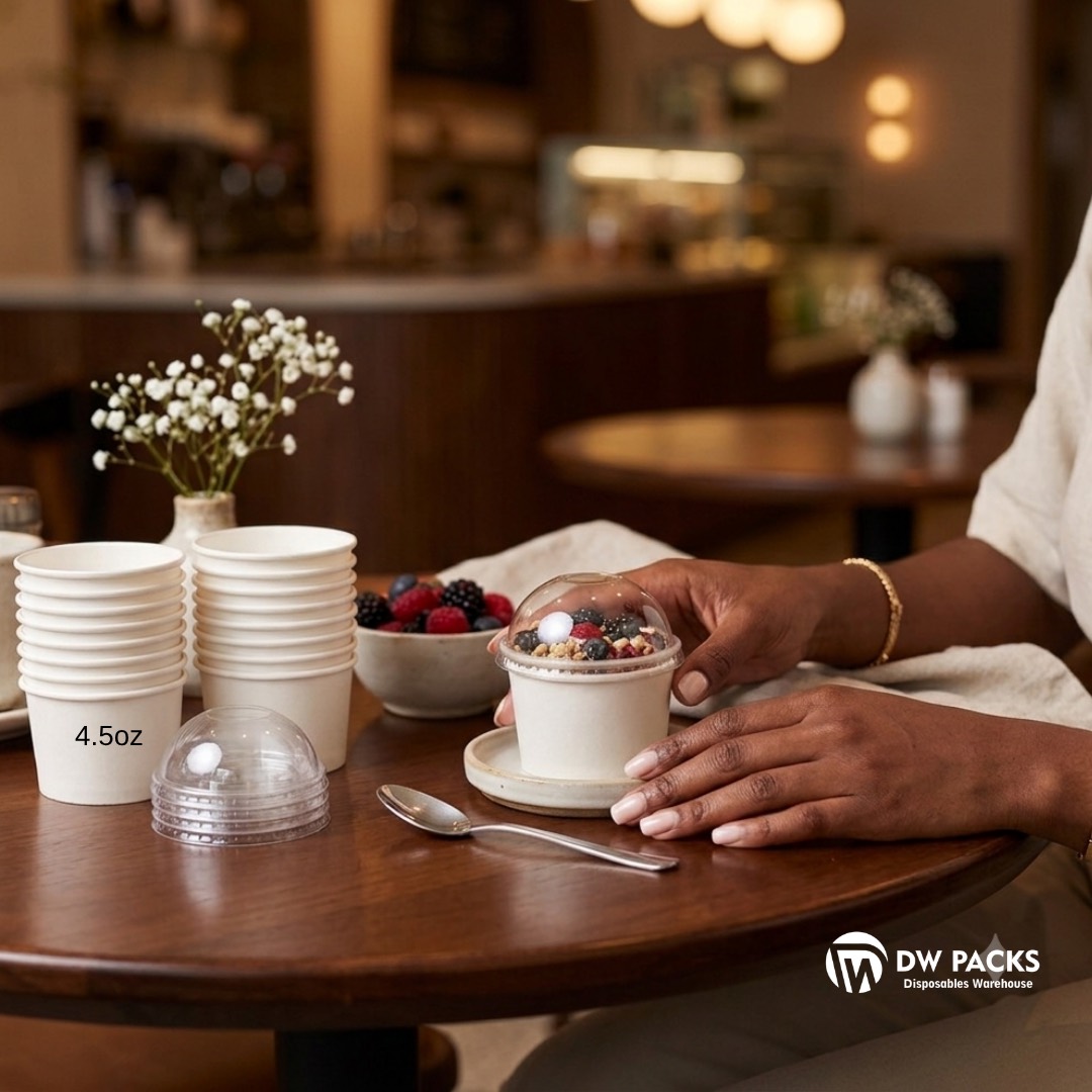 WHITE ICECREAM PAPER CUP WITH DOME LID - (4.5oz/7oz/11oz)
