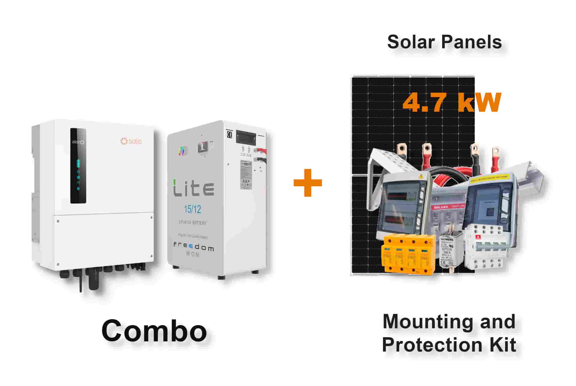 5.0 kW SOLIS S6 Hybrid - FREEDOM WON Combo, c/w 15.0 kWh Lithium Battery
