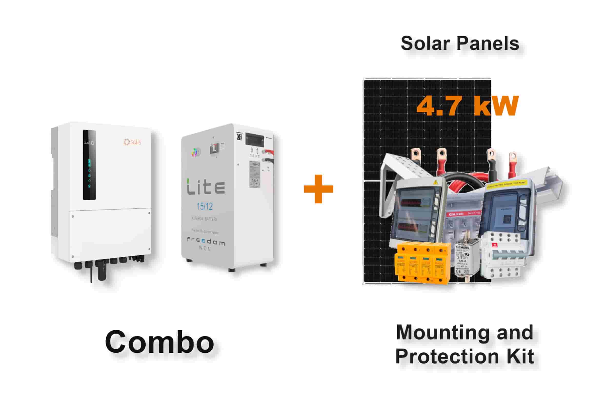 6.0 kW SOLIS S6 Hybrid - FREEDOM WON Combo, c/w 15.0 kWh Lithium Battery