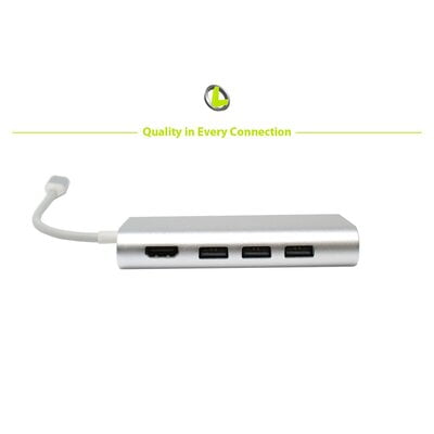 Hub - Type C To 1X Hdmi 4K+ 3Xusb 3.0 + Card Reader With Pd - Silver Hub - Type C To 1X Hdmi 4K+ 3Xusb 3.0 + Card Reader With Pd - Silver