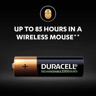 Duracell AA 2500mAh Rechargeable battery (Pack of 2) Duracell AA 2500mAh Rechargeable battery (Pack of 2)