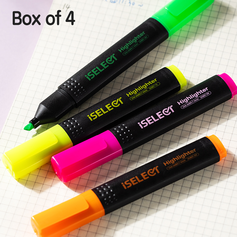 DELI UU601-4C ISELECT HIGHLIGHTER ASST 4PCS/WLT