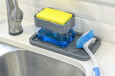 Amazkart 2-in-1 Soap Dispenser for Kitchen and Sponge Holder Dish Soap Dispenser Kitchen Sink Amazkart 2-in-1 Soap Dispenser for Kitchen and Sponge Holder Dish Soap Dispenser Kitchen Sink