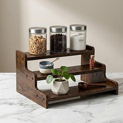 Amazkart 3 Tier Wooden Kitchen Organizer Rack for Countertop Amazkart 3 Tier Wooden Kitchen Organizer Rack for Countertop