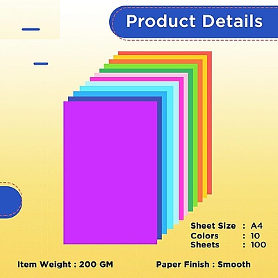 Amazkart 100 Pieces Colour Sheets Copy Printing Papers